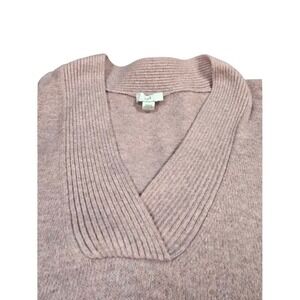 J. Jill Women Dusty Mauve Pink Ribbed V-Neck Dolman Sleeve Knit Sweater Large‎